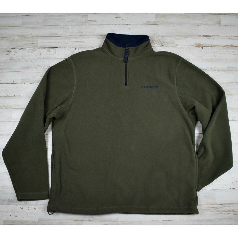 Old Navy Fleece Pullover Mens L Green Quarter Zip Jacket Vintage Style Gorpcore
